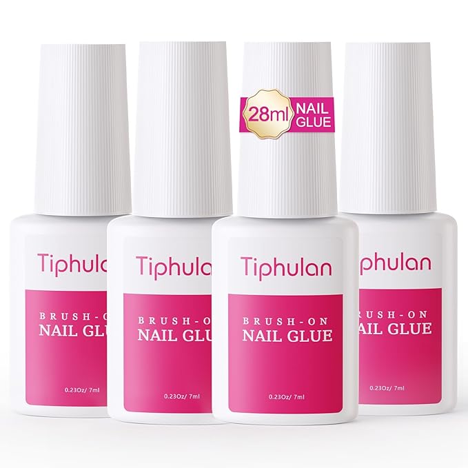 28ml Brush On Nail Glue for Press On, Acrylic Nails - Super Strong, Durable & Long-Lasting, Mess Free, Travel Friendly, 0.92 oz(4PCS)