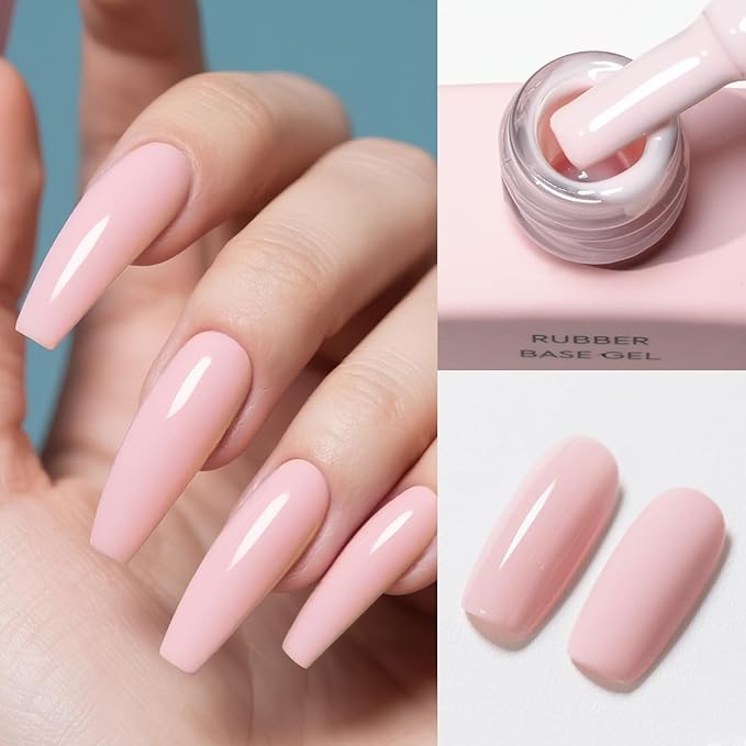CANNI Rubber Base Gel Set - 6 Colors Milky White Clear Pink Nude Builder Nail Gel for Nail Strengthening, Soak Off UV LED for Natural Nails, DIY Manicure Salon Use Women & Girls