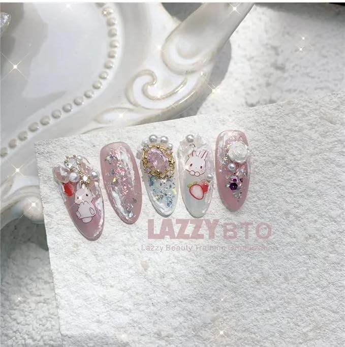 Dedyel Cute Nail Stickers 5D Embossed Cartoon Kawaii Animal Self-Adhesive Nail Decals for Women Girls Kids Nail Art Decoration