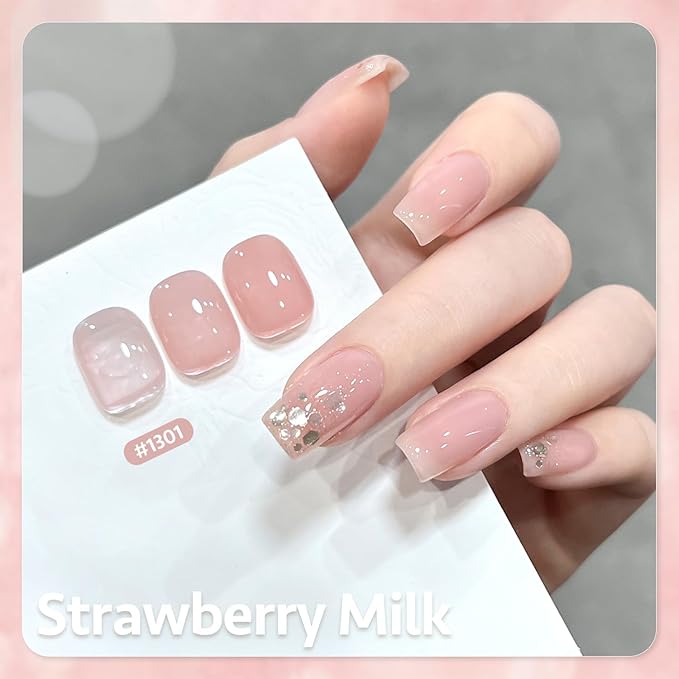 GAOY Jelly Gel Nail Polish Set, 6 Colors Nude Pink Brown, UV Light Cure Gel Polish for Salon and Nail Art DIY at Home