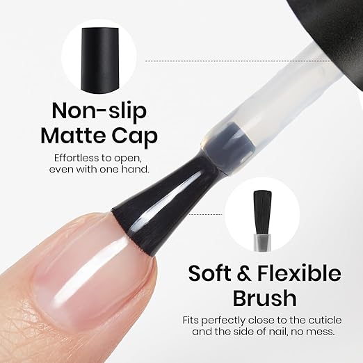 Beetles 15ml No Wipe Gel Base Coat – Base Coat Gel Nail Polish Long-Lasting UV LED Soak Off Manicure, Strong Adhesion Low Odor Toxin-Free for Natural & Artificial Nails, Salon & DIY Use