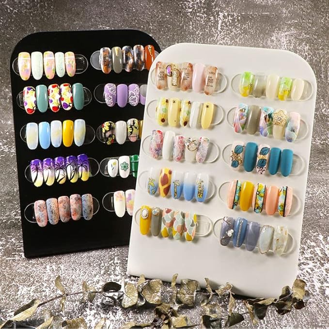 GISELA D 1Pc Iron Nail Art Display Stand Board With 10 Magnetic Acrylic Strips Practice Photo Props Nail Showing Stand (white)
