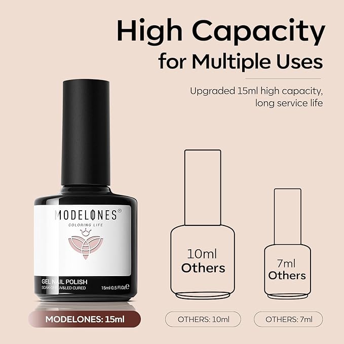 modelones Brown Gel Nail Polish Set 2 Pcs 15 ML Nude Brown Winter Gel Polish Neutral Skin Tone Translucent Nude Soak Off Gel Nail Kit Manicure DIY At Home Nail Art Salon Gift For Women Girl