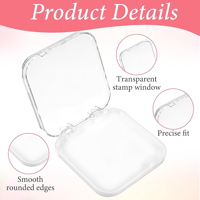 4 PCS 2.95" Nail Art Display Box, Press On Nail Storage Box Acrylic Nails Display Boxes Clear Empty Plastic Nails Tips Storage Boxes with 30 Pcs Adhesive Double Sided Tape for Art Salon (White)