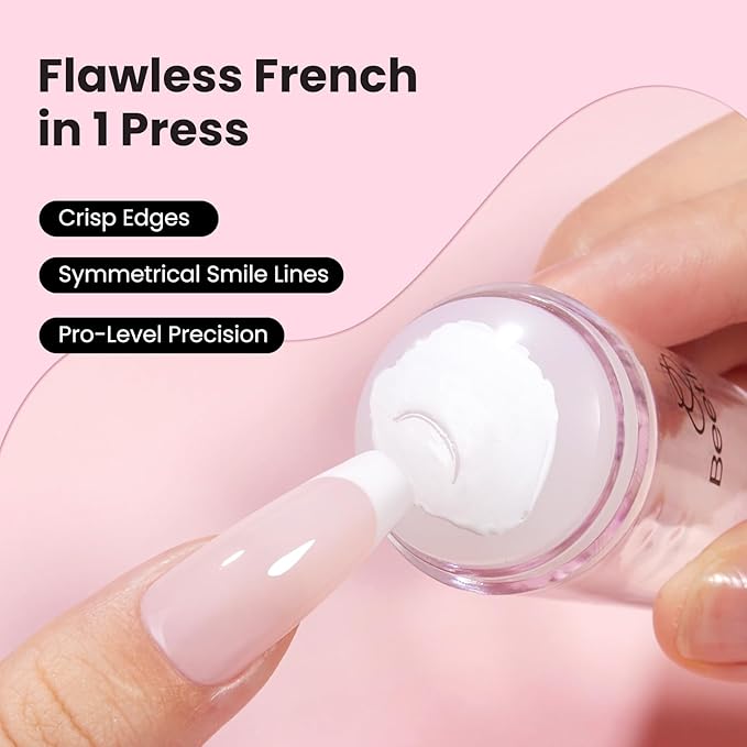 Beetles French Tip Tool Nail Stamp 6Pcs Silicone French Tips Stamp Kit with Replacement Stamper Heads and Scrapers Silicone Nail Art Printing Stuff for Home DIY Salon Manicure Tools Gifts for Girls