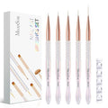 MelodySusie 5Pcs Nail Art Liner Brushes with Nail Brush Holder, Professional Gel Polish Painting Art Design Pen for Thin Long Lines, Tiny Details, Fine Drawing, Delicate Coloring Sizes 5/7/9/11/20mm