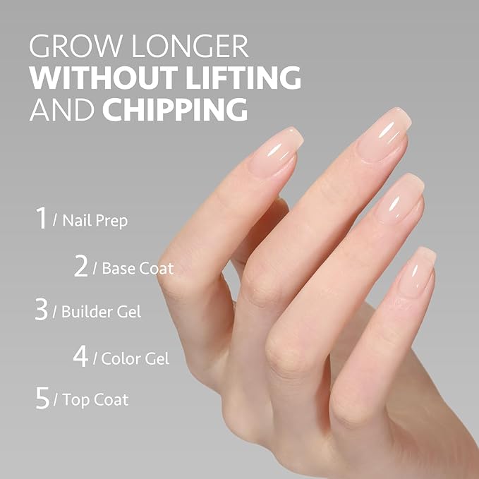 GAOY Builder Gel for Nails, 16ml Nail Strengthener in a Bottle, Nail Extension Hard Gel, Soak Off Long Lasting UV Light Cure, 1959 Milky Pink, Base Coat Top Coat Needed