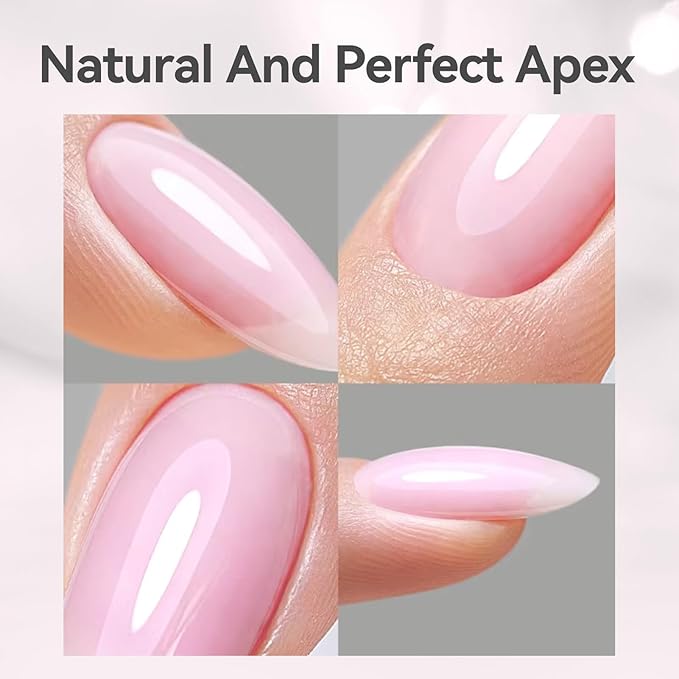 BORN PRETTY Builder Gel for Nails, 8-in-1 Milky Pink Clear Builder Nail Gel for Nail Apex and Gel Extension Strengthener, Nail GLue Gel Hard Gel Base Rhinestone Nail Glue Gel in a Bottle 15ml