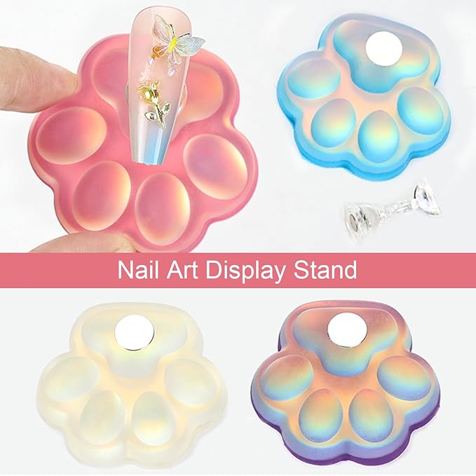 4pcs Nail Stand for Press Ons, Cat Claw Magnetic Acrylic Nail Art Display Stand Practice Holder, Training Fingernail Display Stands, Salon DIY Manicure Tools, Wholesale Business