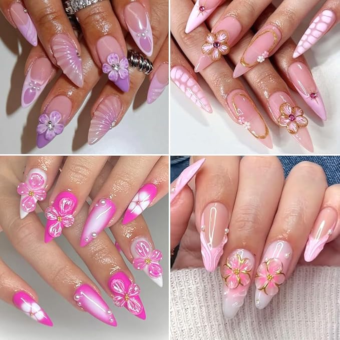 Solid Builder Nail Gel, 3D Sculpting Gel Non-Stick Hand Carving Glue Extension with Flower Silicone Mold, Sculpture Pen for Carving Patterns Decoration Nail Art Salon Home DIY