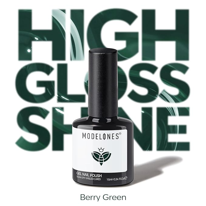 modelones Green Gel Nail Polish Deep Green Gel Polish Soak Off Foreset Nail Polish Manicure Gift 15 ML