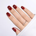 Burgundy Press On Nails - Red Short Square Fake Nails, Square Red Press On Nails Reusable Stick On Nails in 15 Sizes, 30pcs False Nail Kit for Women & Girls (Burgundy)
