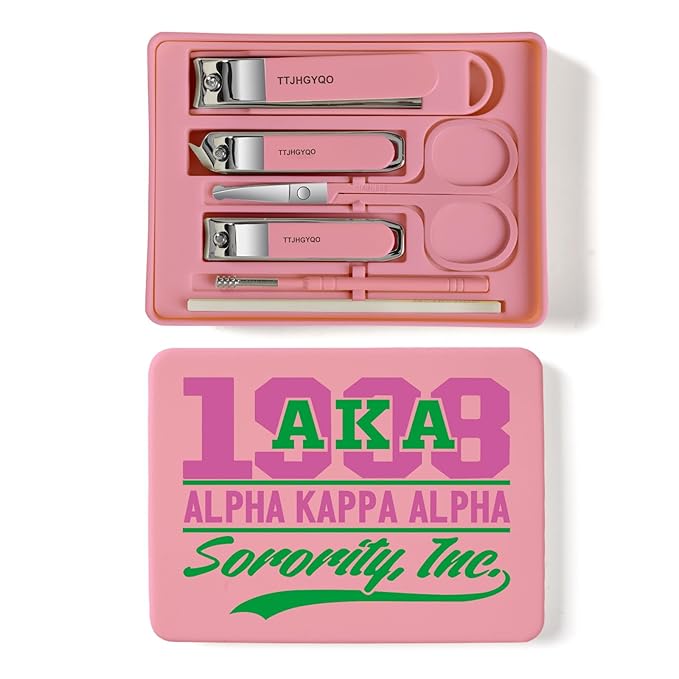 Nail Clippers and Beauty Tool,Portable Set Nail Clipper Set,Manicure Kit for Women,Manicure Set 6 in 1 AKA Sorority Gifts Nail Kit Suitable for for Women (AKA Pink)