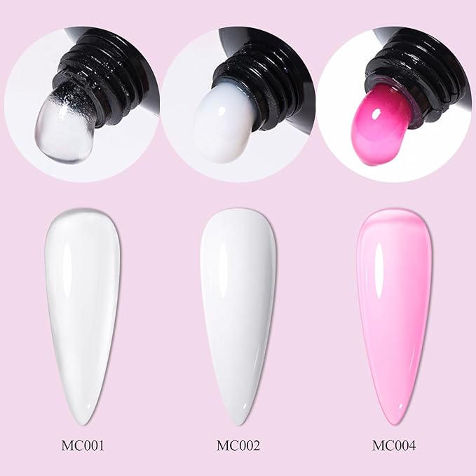 Poly Extension Gel Nail Kit, Clear White Pink Builder Nail Starter Kit with Dual Nail Forms, Nail Clips for Poly Gel, Home Manicure Set