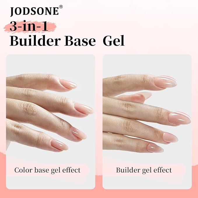 JODSONE Rubber Base Builder Gel for Nails,16.5ML 3-in-1 Nude Pink Rubber Base Gel Polish for Nail Thickening Solution Strengthen,Apex Building,Enhance