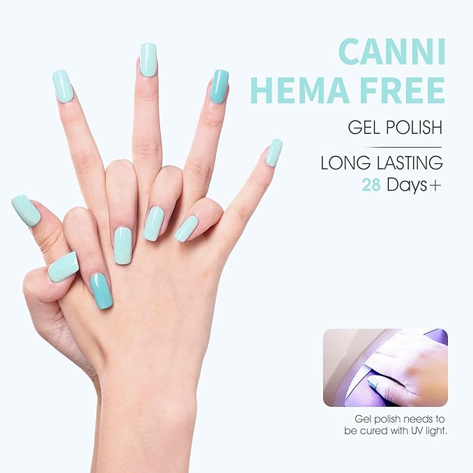 CANNI Mint Green Gel Nail Polish, 1Pcs Light Pastel Green Gel Polish Lime Mint Color Soak Off U V Nail Manicure Salon DIY at Home