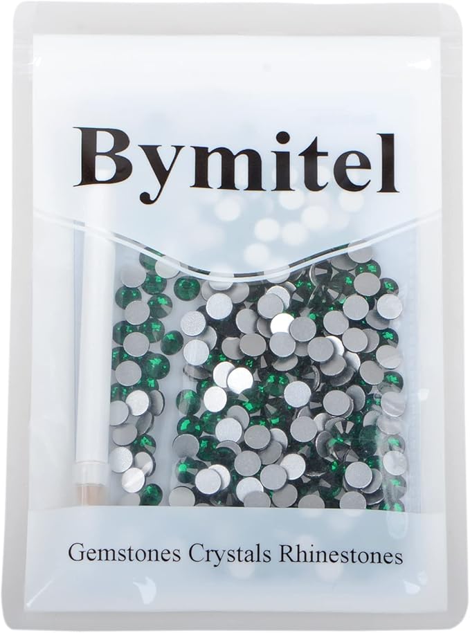 288PCS Art Nail Rhinestones Non Hotfix Glue Fix Round Crystals Glass Flatback for DIY Jewelry Making with one Picking Pen (ss30 288pcs, Emerald)