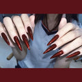 Stiletto Press on Nails Long Halloween Fake Nails Bloody False Nail Dark Red Acrylic Nails Cosplay Manicure Full Cover Stick on Nail Jelly Press on Nails for Women Girls 24Pcs