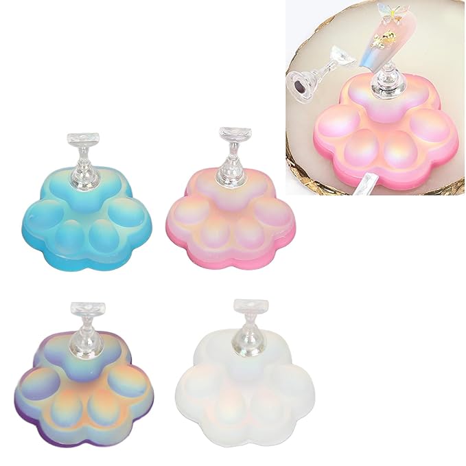 Dioche 4pcs Cat Claw Nail Holder Stands, Training Fingernail Display Stands, Stand Magnetic Press on Nail Practice, Stands Crystal Holders Fake Nail Tip, for Painting Nails, Wholesale Business