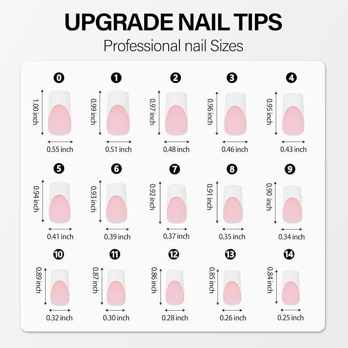 Vansiho Long French Gel Nail Tips 600Pcs, Long Square Soft Gel Nail Tips, Pink French Tips Press on Nails, Fake Nails with Box for Nail Art DIY 15 Sizes