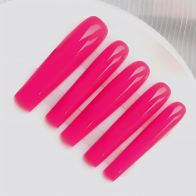Xxl Press on Nails Square Magenta Handmade Nail for women 10pcs M Size Pattern 1111