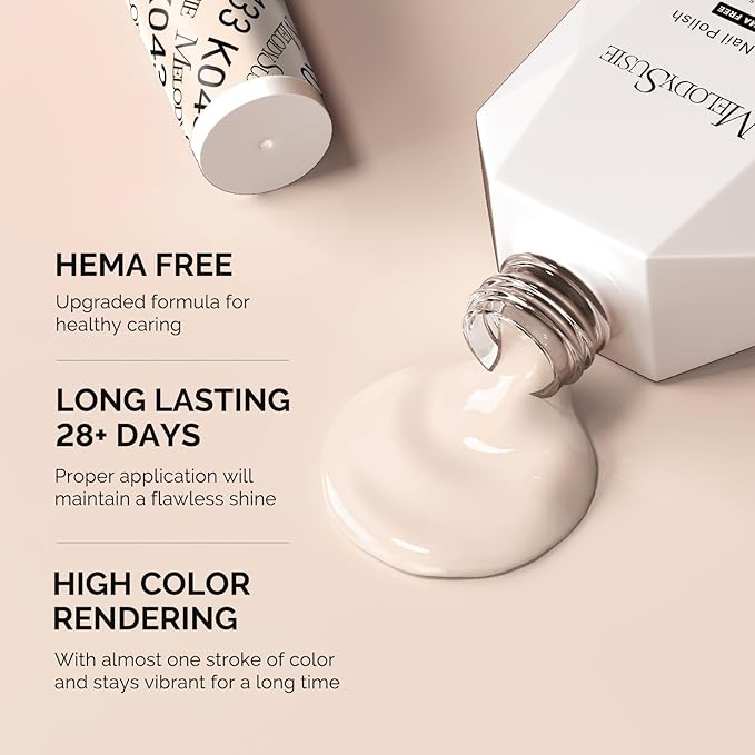 MelodySusie Hema Free Gel Nail Polish, 0.5 Fl Oz Thick Light Nude Gel Polish, Non-Toxic, Long Lasting, Soak Off UV Nail Polish, Manicure Nail Design Salon DIY Nail Art at Home K0433
