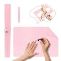 Nail Art Table Mat,Foldable Nail Arm Rest Pad for Nails,Soft Microfiber PU Leather Nail Table Pad, Waterproof Nail Mat For Nail Tech, Manicure Pad for Nail Technician Salon Home-Pink