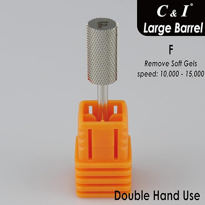 C & I Large Barrel Nail Drill Bits, Professional Electric File for Manicure Drill Machine, Nail Gels Remove, 3/32” (Fine -F)