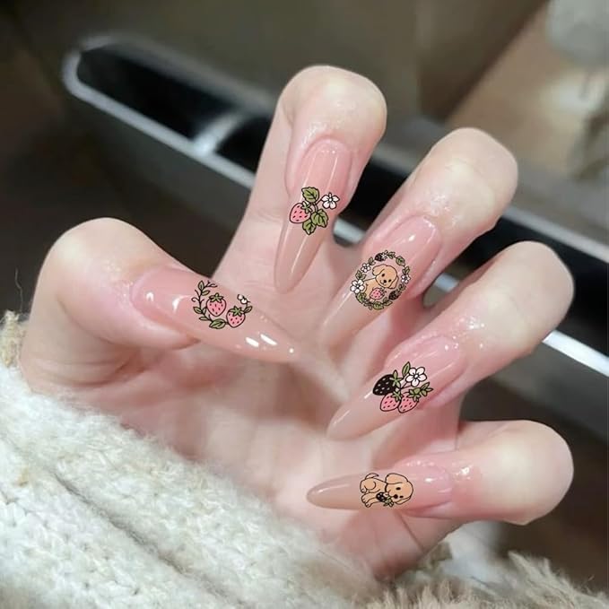 PH PandaHall 3pcs Rabbit Puppy Cat Nail Stamping Plates, Lovely Bow Strawberry Nail Art Templates Cute Animal Stainless Steel Image Plate Art Stencils for Easter DIY Print Manicures Salon Design