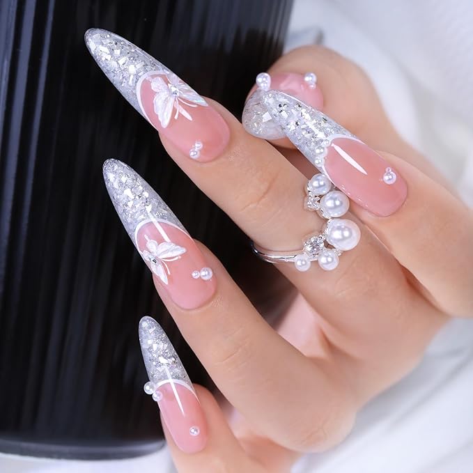 Double Rhythm 0.5Oz Glitter Gel Polish Same Color Same Bollte Shimmer Reflective Color for Nail Art Salon DIY Soak Off 15ml Nail Lamp Gel Polish at Home (White-B1197)