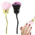 2PCS Nail Dust Brush Powder Remover Large Acrylic Nail Art Dust Brushes Rose-Shaped Fluffy Duster Brush for Nail Dust Collector Trimming Cleaning Makeup Brush Tools Pink Black