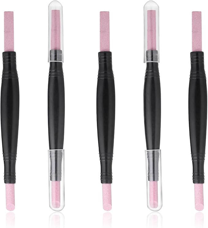 5 Pcs Round Nail File, Double-Headed Nail Polishing Pen Cuticle File Care Set Cuticle Pusher Remover Trimmer Buffer Pen Art Tools Household Beauty Salon Peeling Dead Skin Repairing