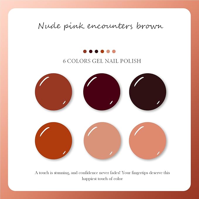 CAMILA ¿ 6pcs 15ml Hema Free Tpo Free Gel Polish Set Nude Brown Pink Gel Nail Polish Kit Soak Off Gel Polish Manicure Salon For Women K Set