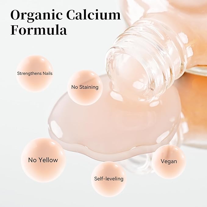 Clear Nail Polish Ridge Filling Base Coat, Nail Strengthener and Growth, Ridge Filler For Nails, Shea Butter & Vitamin E & Protein Formula, Hydrate Strengthen Nourish Damaged Natural Nails