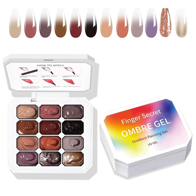 Ombre Gel Pat Painting Palette Gradient Gel Nail Polish 12Colors Versatile Combination For Daily Nail Art, Quickly Adapted To Various Ombre Nail Polish Styles (c3)
