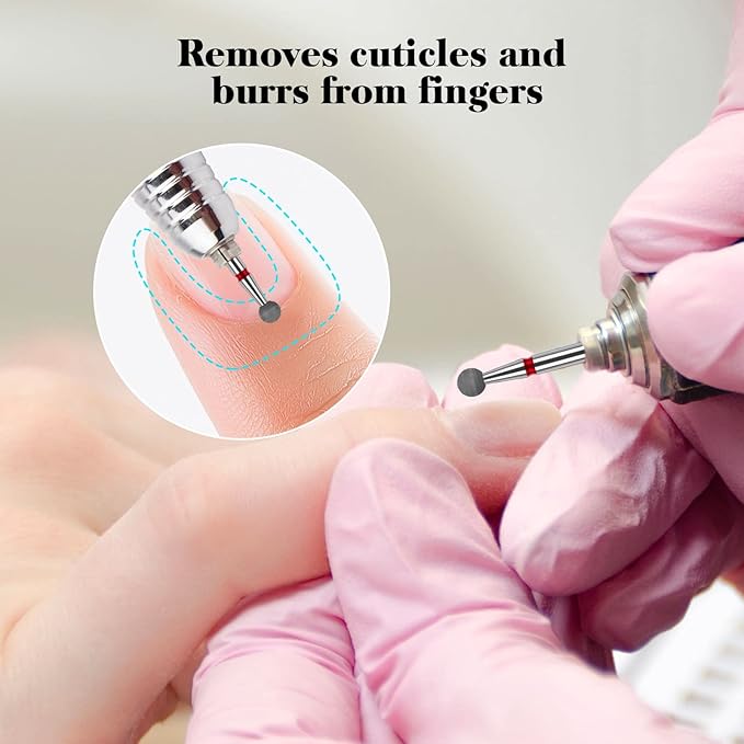 Cuticle Drill Bit,Nail Drill Bits Flame Cuticle Clean Drill Bit for 3/32''Electric Nail File Machine Cuticle Bit Nail Prep Tool (Red-Ball shape)
