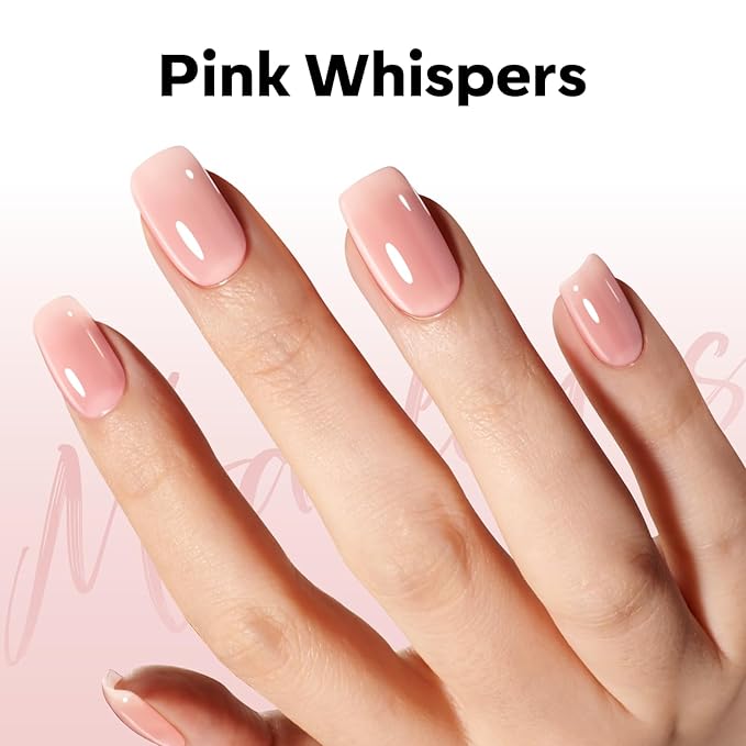 modelones Pink Gel Nail Polish Nude Pink Nail Polish Jelly Sheer Natural Translucent Soak Off U V Gel Clean Girl Valentine Nails for Women Nail Art French Tip Manicure 15 ML