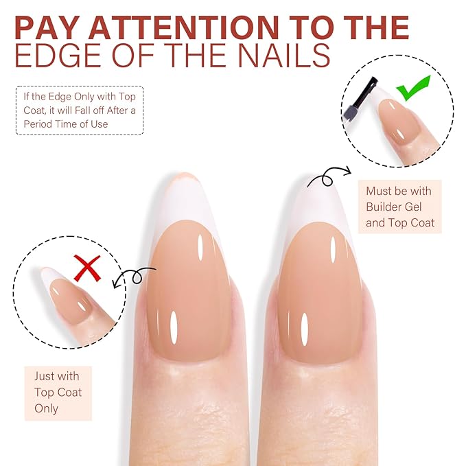 AILLSA French Gel Nail Tips,180 Pcs French Tip Press On Nails Medium Almond, Pre-Applied Primer & Base Coat, No Need File, Almond Fake Nails Press ons with Designs 15 Sizes