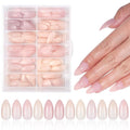 288Pcs Almond Press on Nails Medium Fake Nails 10 Color Nude False Nails Full Cover Acrylic Stick on Nails Nude Nail Press ons Handmade Full Cover Acrylic Glue on Nail for Women Manicure 10 Packs