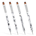 4 Pcs French Gel Nail Brushes, Double Head Acrylic Nail Art Brush with Dotting Tool, French Tip Brush, Professional Manicure Tool for DIY Nails Salon (10# 12# 14# 16#)