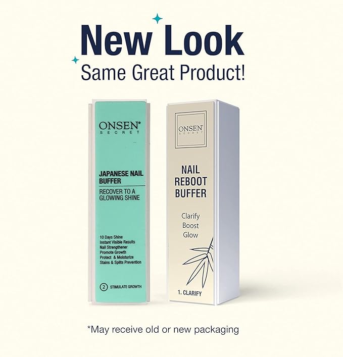 Onsen Secret Professional Nail Buffer Block | 4-Way Buffing for Natural Shine & Healthy Natural Nails - Includes 2 Extra Shine Pads, Salon-Quality, Post-Gel & Acrylic Recovery | 3 Pack