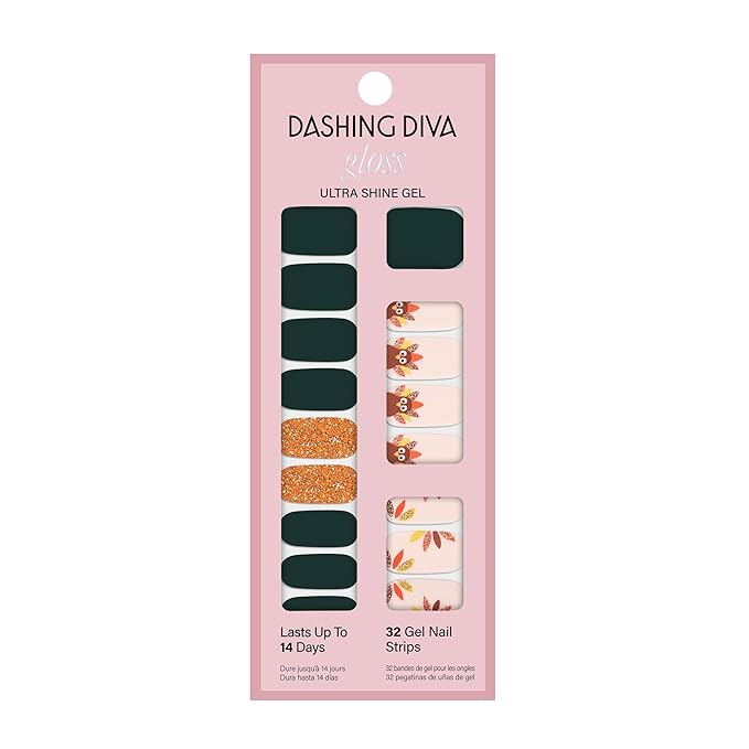 Dashing Diva Gloss Nail Strips - Fowl Play - UV Free, Chip Resistant, Long Lasting Gel Nail Stickers - 3-Piece Manicure Set - Contains 32 Wraps, 1 Prep Pad, 1 File