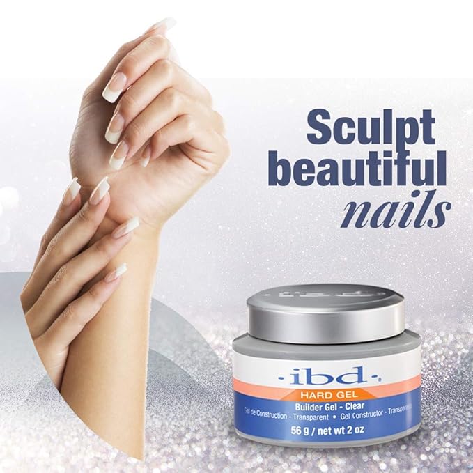 IBD Hard Builder Gel Clear – UV/LED Nail Builder Gel for Nails Extensions & Sculpting, Strong Long-Lasting Nail Enhancement, 2 oz, 1 Pack