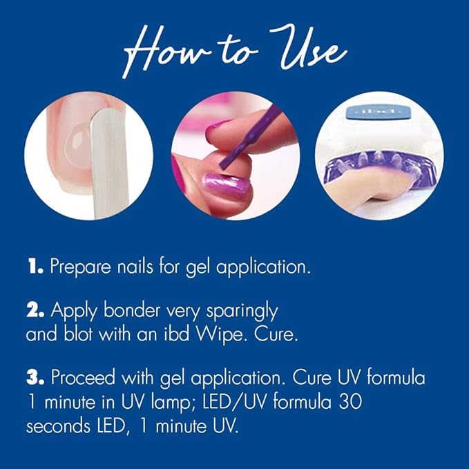 IBD Non-Acidic Nail Primer, UV Bonder for Excellent Adhesion, Great for Nail Gels and Acrylic Nails 0.5 oz