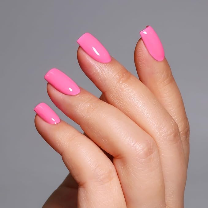 Gel Polish, 0.5 Fl Oz Bright Pink Gel Nail Polish Spring Summer Soak off LED UV Gel Nail Polish Art Starter Manicure Salon DIY Nail Gel Polish Design