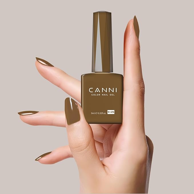 CANNI Brown Gel Nail Polish, 1Pcs Brown Gel Polish Color Nail Polish High Gloss Soak Off U V Nail Manicure Salon DIY