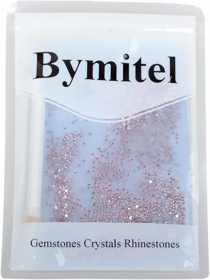 2880PCS Art Nail Rhinestones Non Hotfix Glue Fix Round Crystals Glass Flatback for DIY Jewelry Making with one Picking Pen (ss4 2880pcs, Lt. Rose)