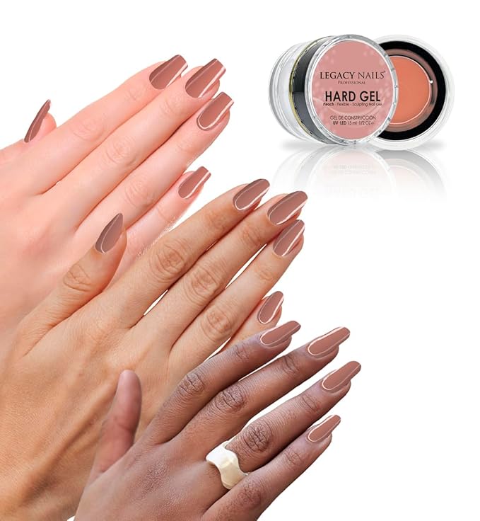 Legacy Nails Hard Builder Gel - Sculpt And Build Nail Extensions - Improve Damaged or Weak Nails - Lightweight, Strong and Long-wear - Professional Quality (Peach)