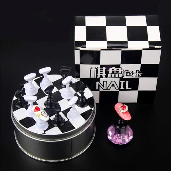 Kalolary Nail Art Display Stand - Magnetic Tips Holder, Crystal Holder, Chessboard, DIY Practice Stand (Purple)