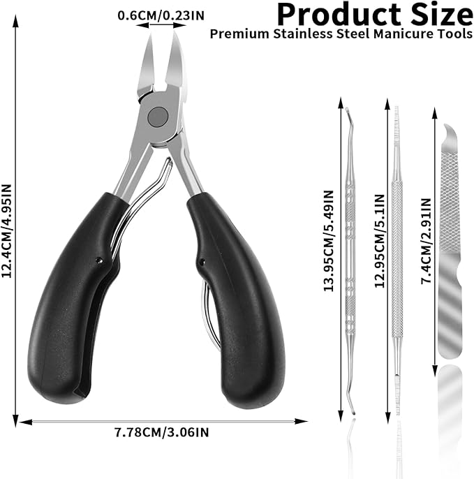 Toenail Clippers, Professional Heavy Duty Nail Clippers, 4 in 1 Stainless Steel Professional Toe Nail Clippers for Thick Toenails, Seniors Thick Toenails/Ingrown Toenail Treatment, Men and Women